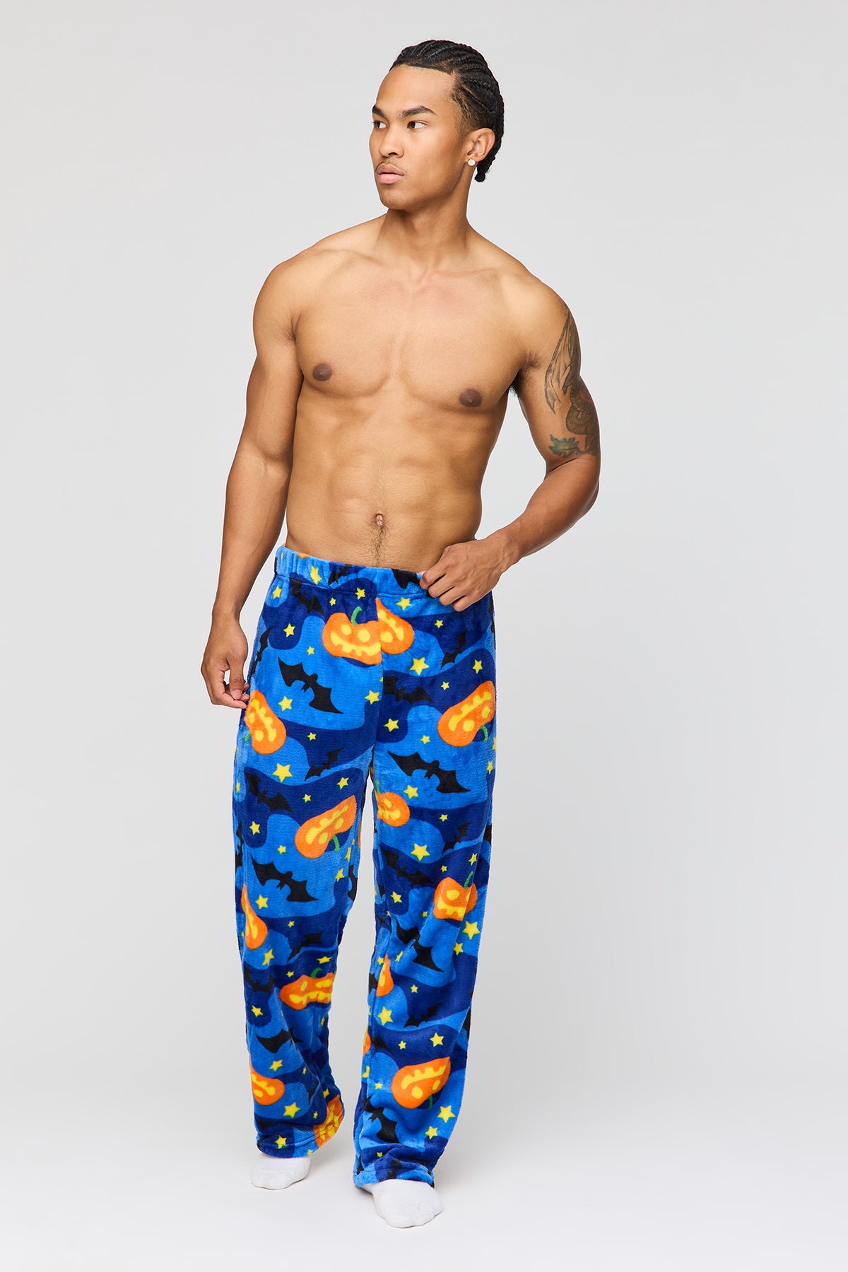 Alt View 2. Halloween Print Plush Pajama Pant - Blue