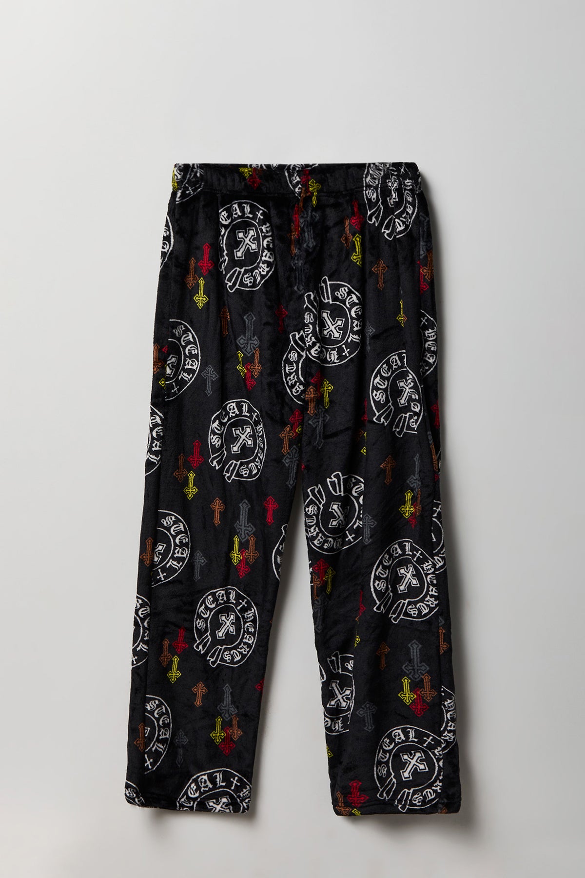 Plush Printed Pajama Pant - Solid Black