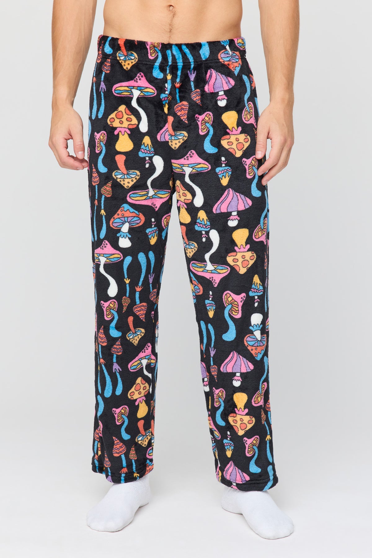 Plush Printed Pajama Pant - Black
