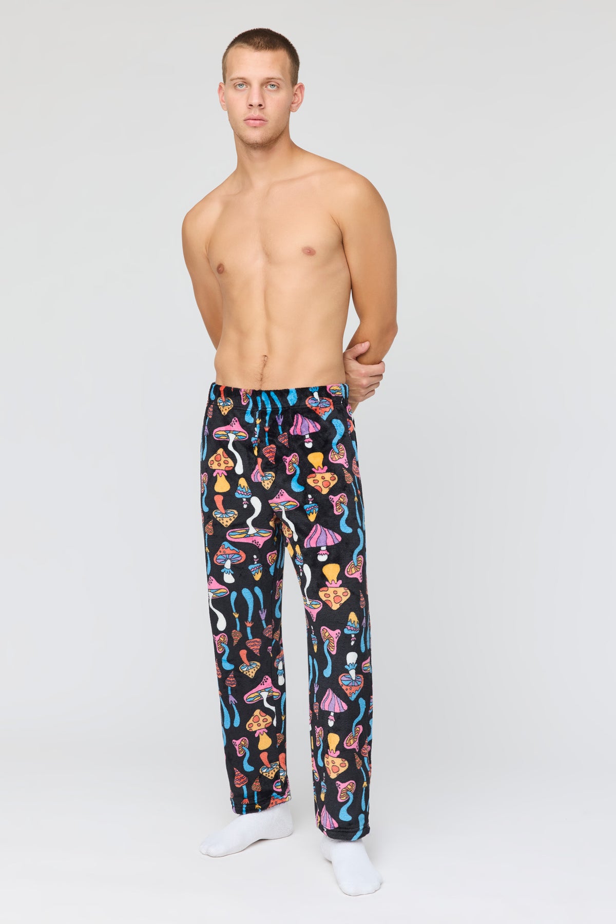 Alt View 2. Plush Printed Pajama Pant - Black