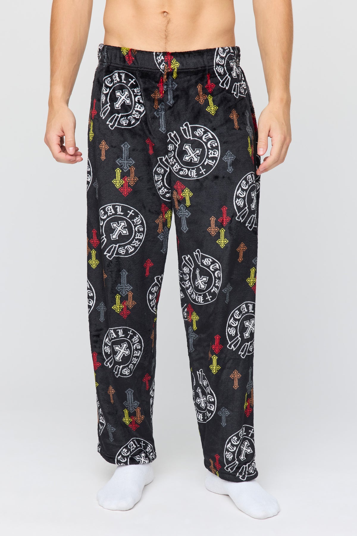 Plush Printed Pajama Pant - Solid Black