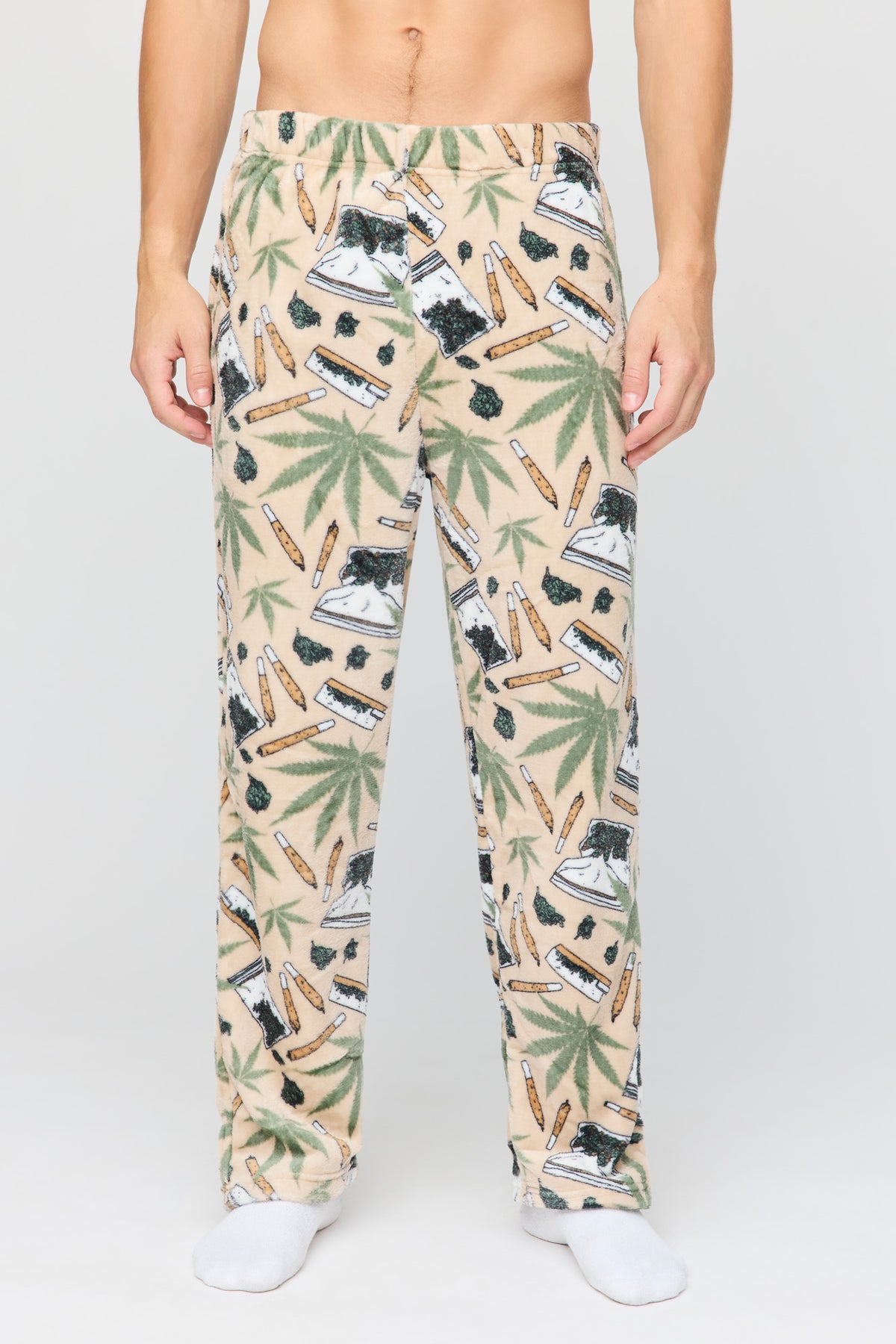 Plush Printed Pajama Pant - Light Brown