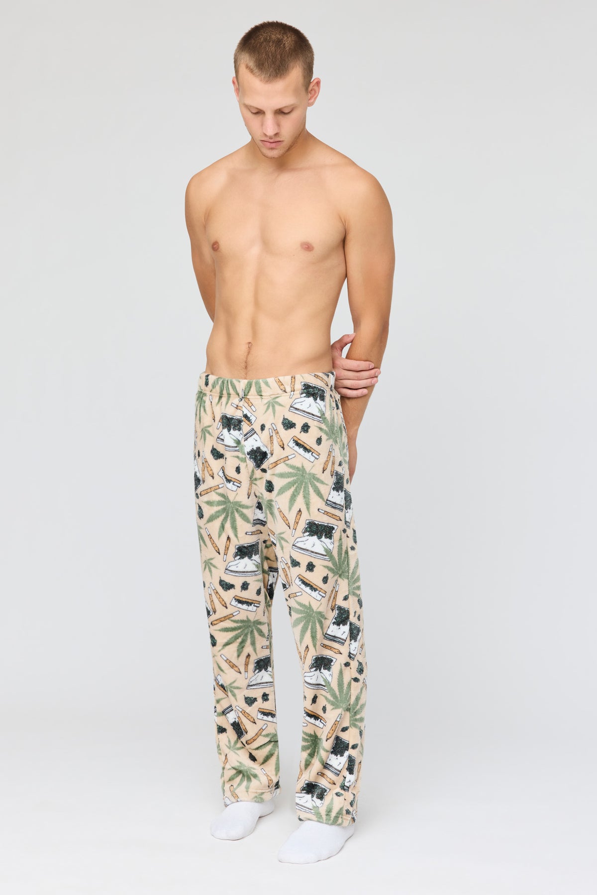 Alt View 2. Plush Printed Pajama Pant - Light Brown