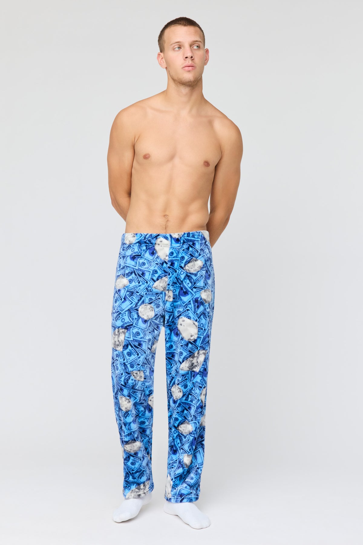 Alt View 2. Plush Printed Pajama Pant - Blue