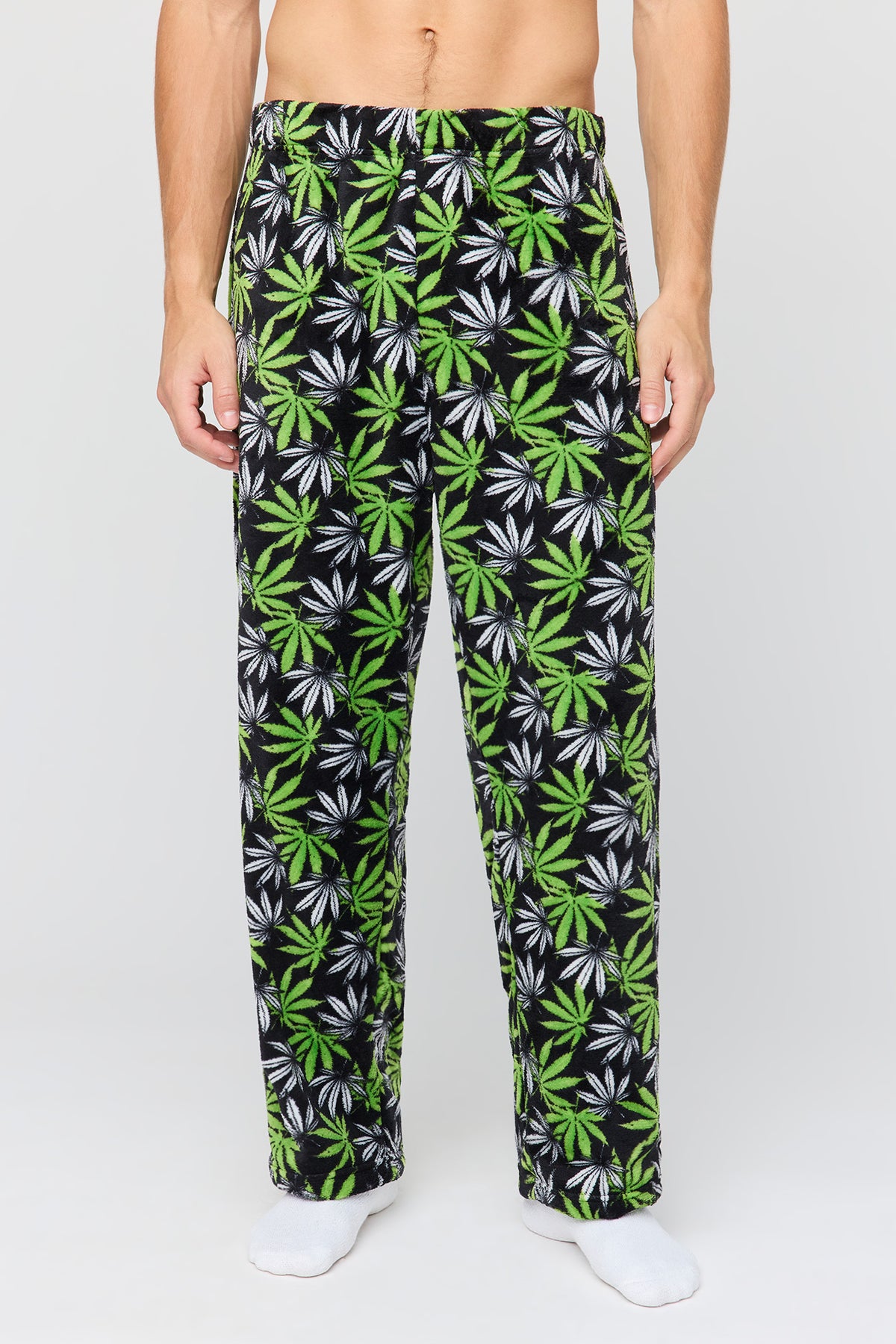 Plush Printed Pajama Pant - Green