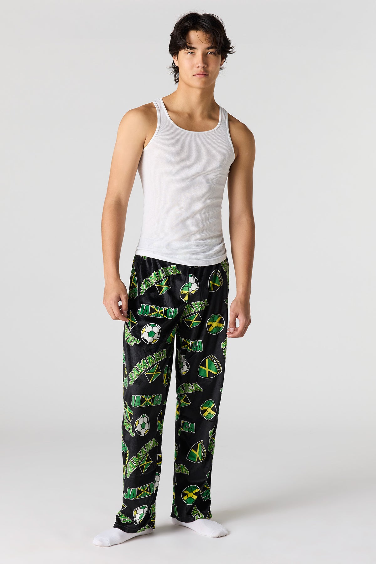Vue alternative 2. Pantalon de pyjama en peluche à imprimé Jamaïque