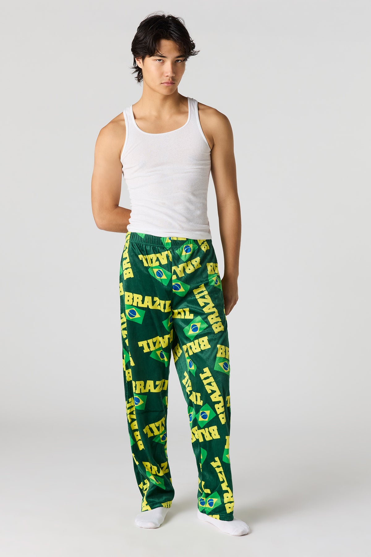 Alt View 2. Brazil Print Plush Pajama Pant - Green