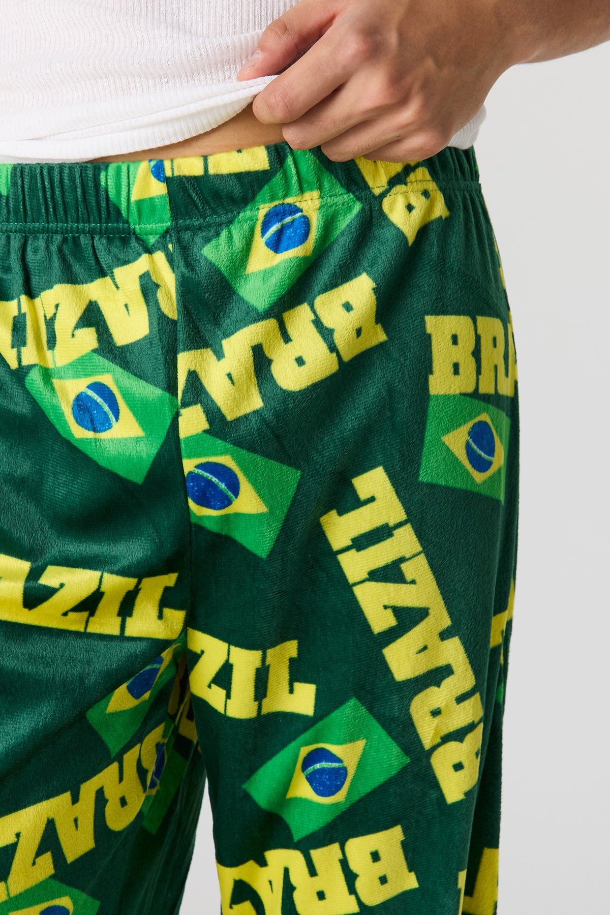Alt View 4. Brazil Print Plush Pajama Pant - Green