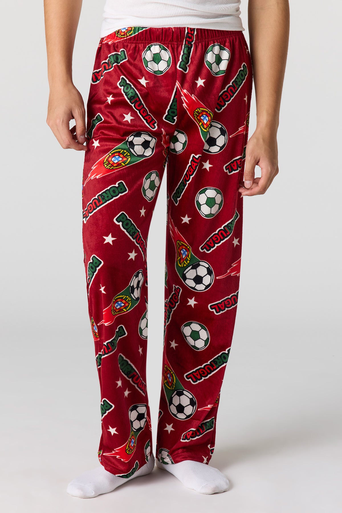 Portugal Print Plush Pajama Pant - Red