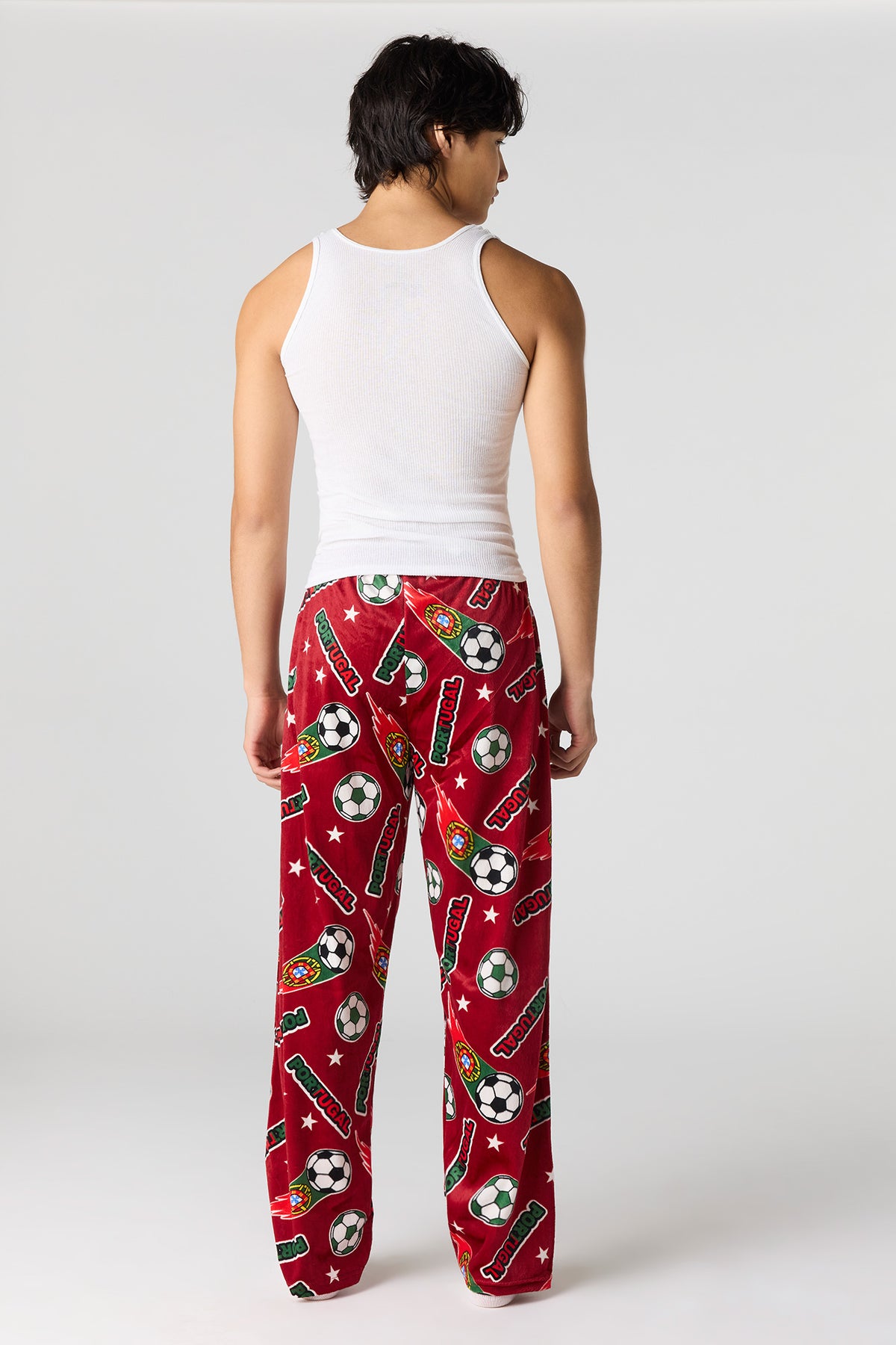 Alt View 3. Portugal Print Plush Pajama Pant - Red
