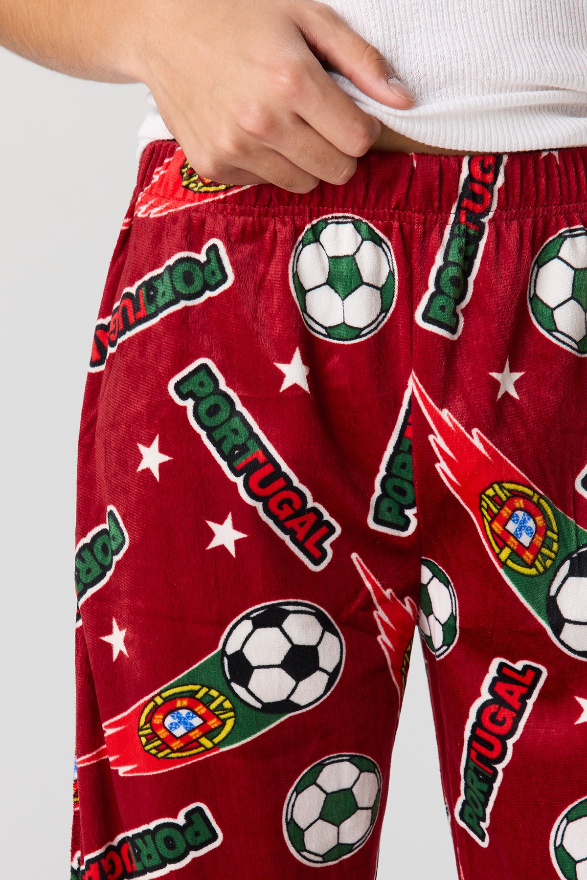 Alt View 4. Portugal Print Plush Pajama Pant - Red