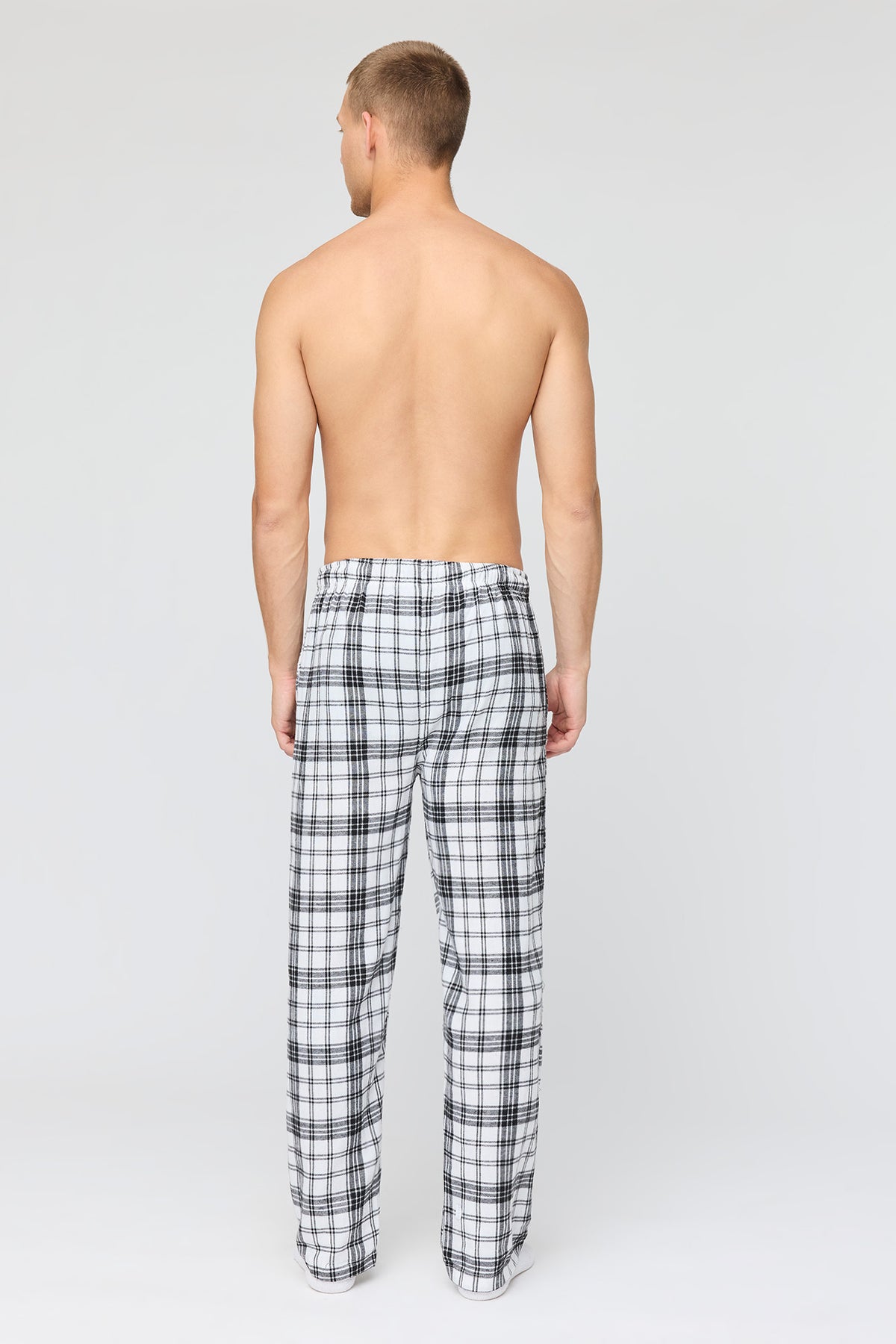 Alt View 3. Plaid Flannel Pajama Pant - White