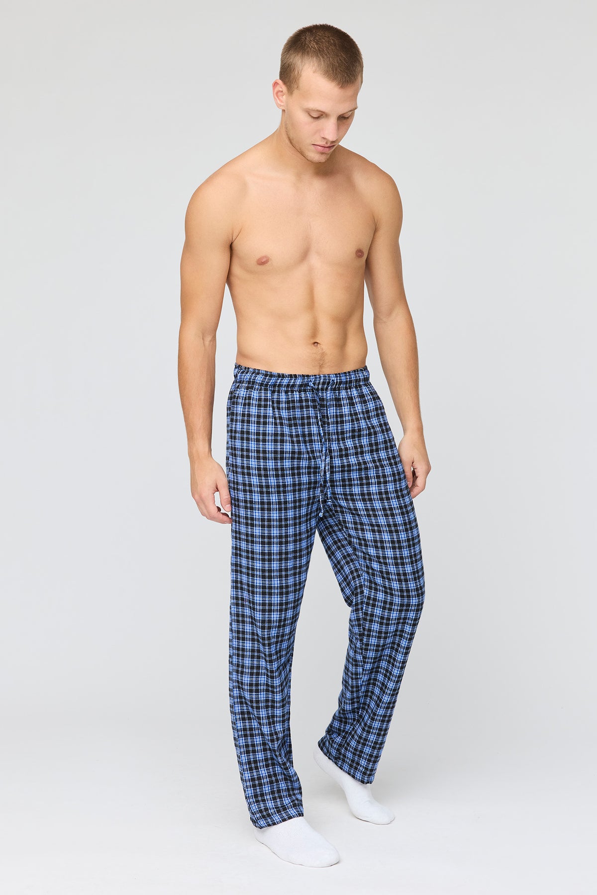 Alt View 2. Plaid Flannel Pajama Pant - Blue