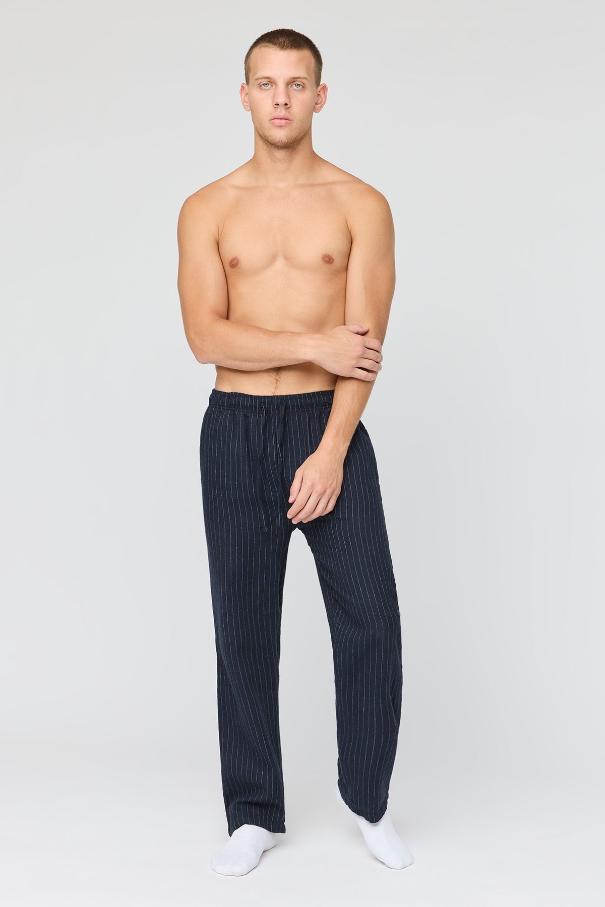 Alt View 2. Plaid Flannel Pajama Pant - Navy