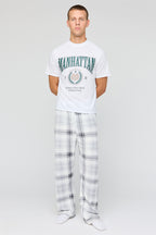 Graphic T-Shirt & Plush Plaid Pant Pajama Set