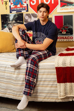 Ensemble pyjama avec t-shirt imprimé et pantalon en peluche à carreaux