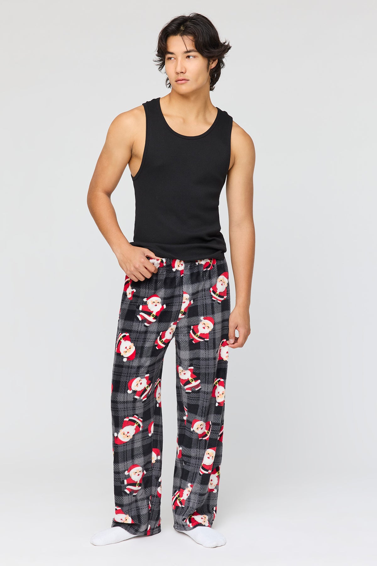 Alt View 2. Christmas Plush Pajama Pant - Black