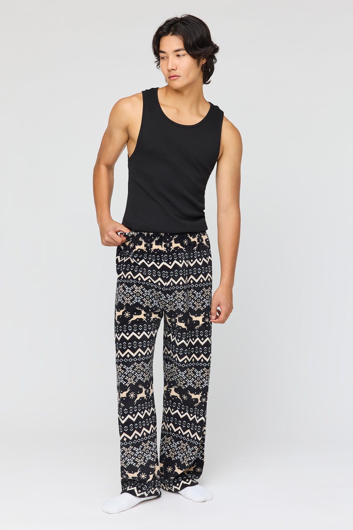 Alt View 2. Christmas Plush Pajama Pant - Charcoal