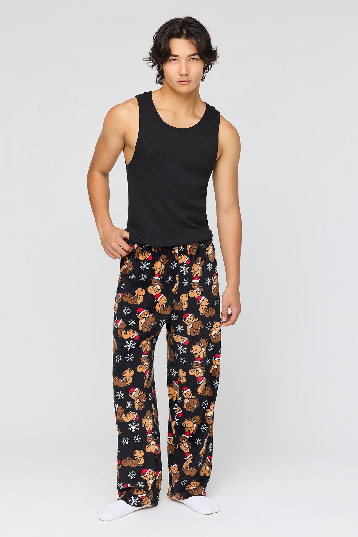 Alt View 2. Christmas Plush Pajama Pant - Dark Grey