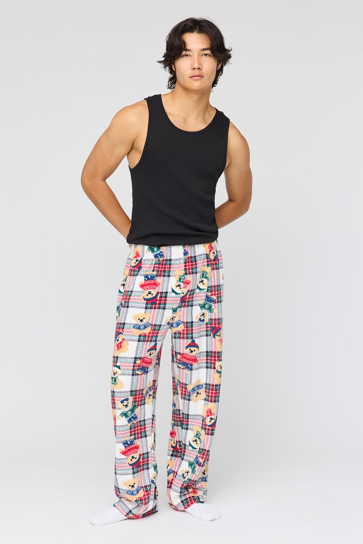 Alt View 2. Christmas Plush Pajama Pant - White