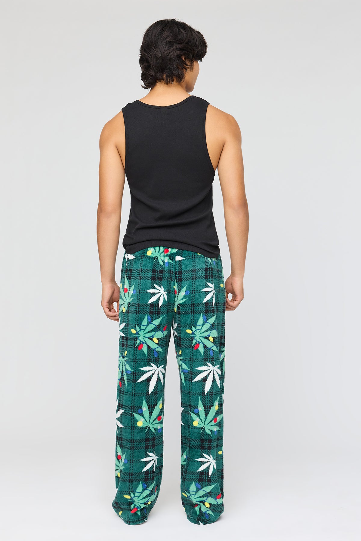 Alt View 3. Christmas Plush Pajama Pant - Black with White
