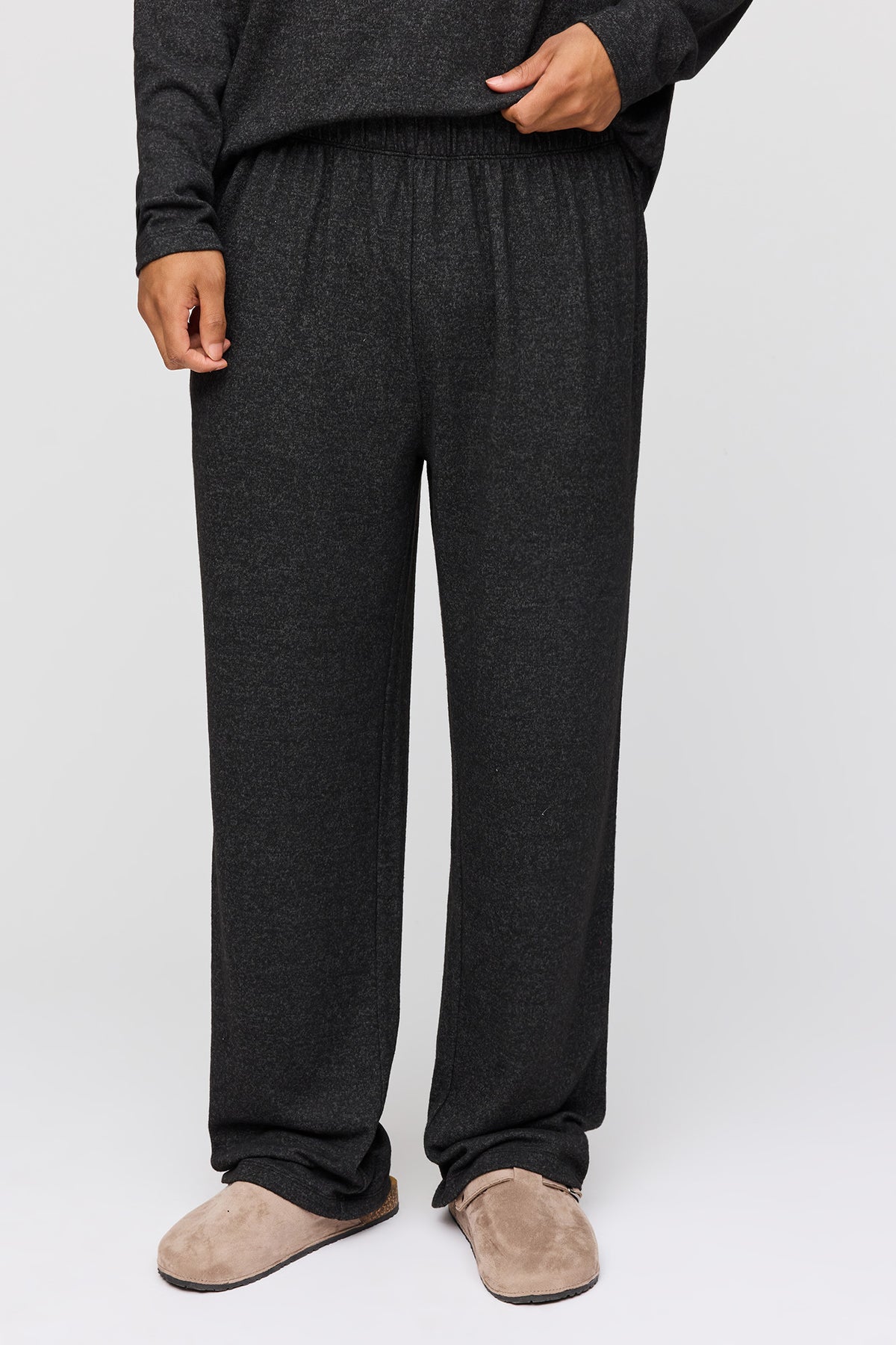 Alt View 3. Knit Long Sleeve Top & Pant Pajama Set - Charcoal