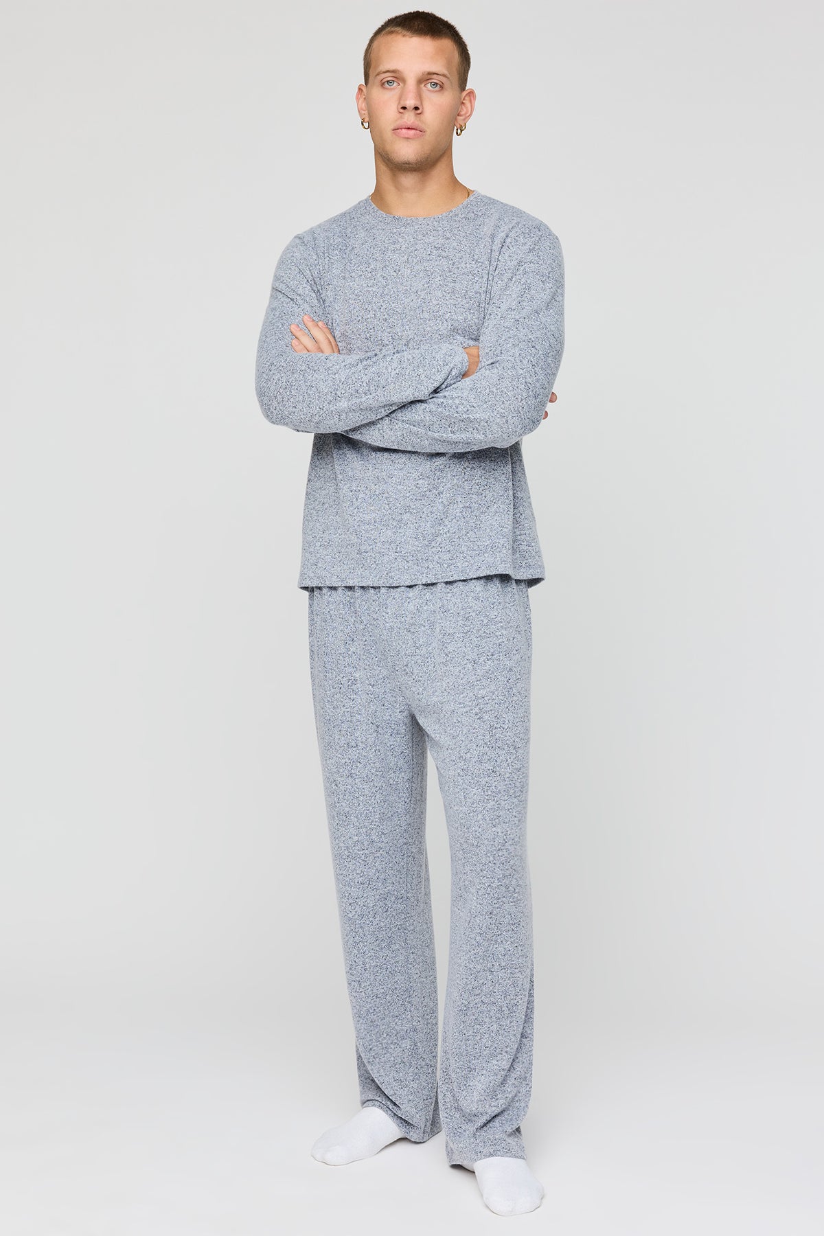 Knit Long Sleeve Top & Pant Pajama Set - Heather Grey