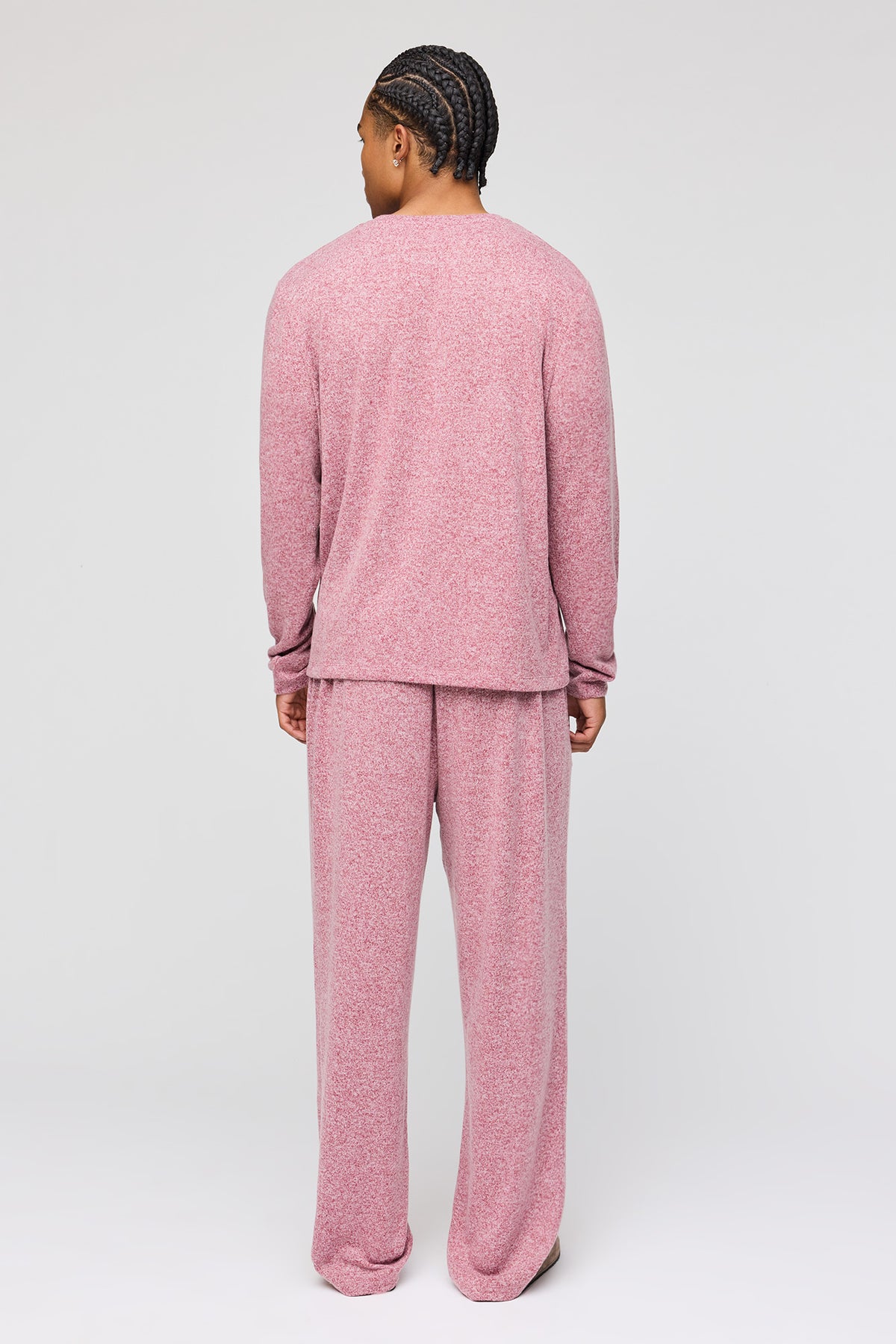 Alt View 4. Knit Long Sleeve Top & Pant Pajama Set - Burgundy