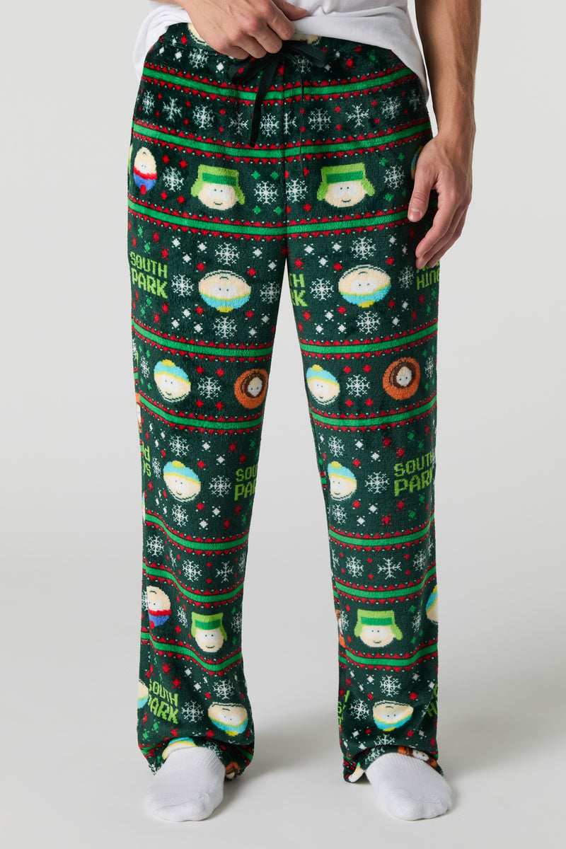 Pantalon de pyjama pelucheux à imprimé de personnage de Noël