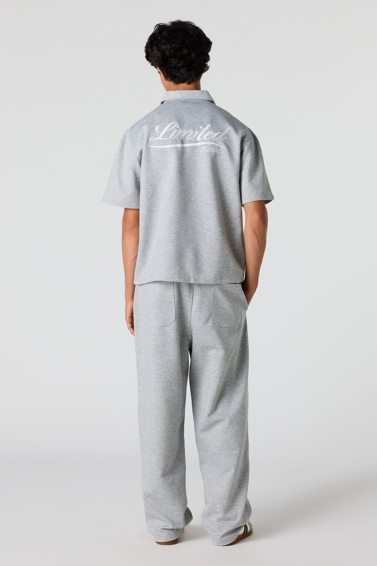 Alt View 3. Textured Embroidered Sweatpant - Heather Grey