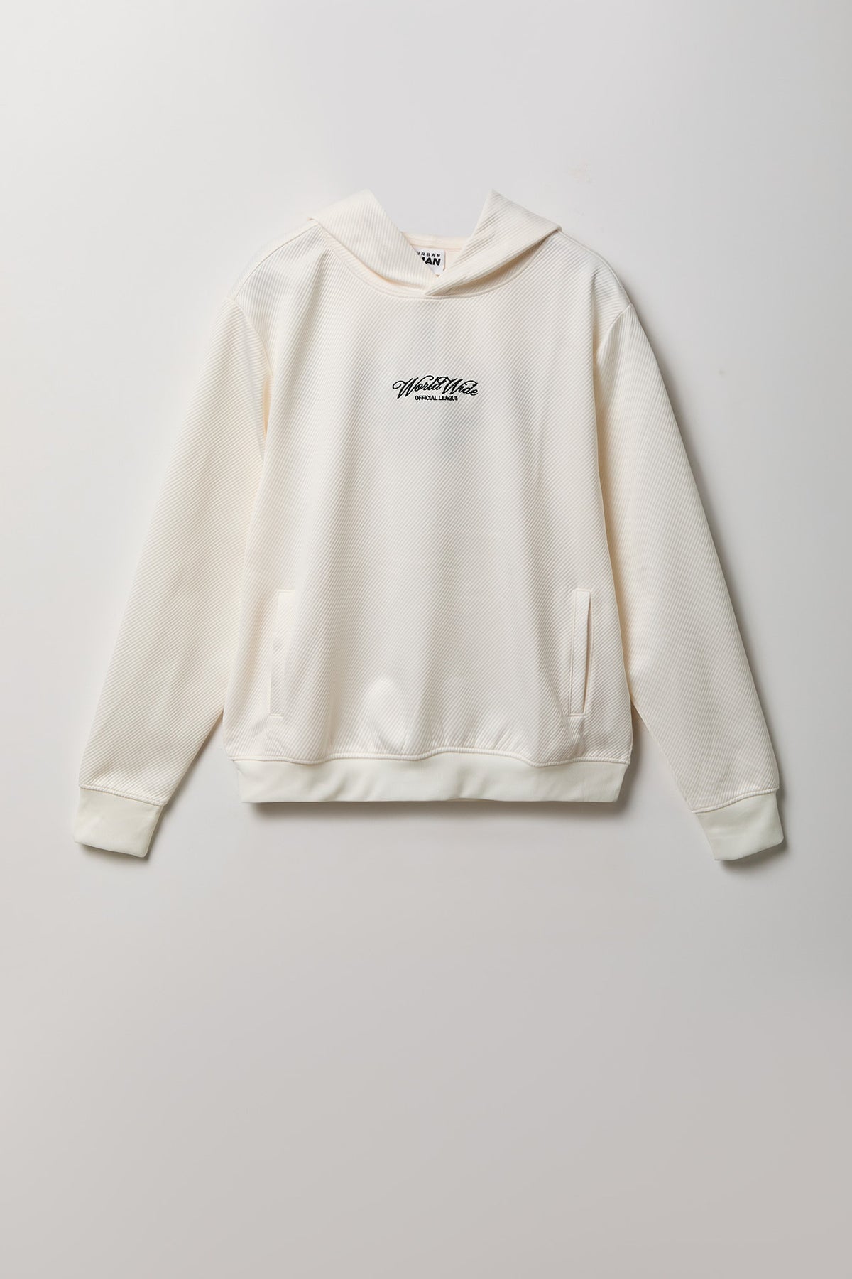 Alt View 2. Textured Embroidered Hoodie - White