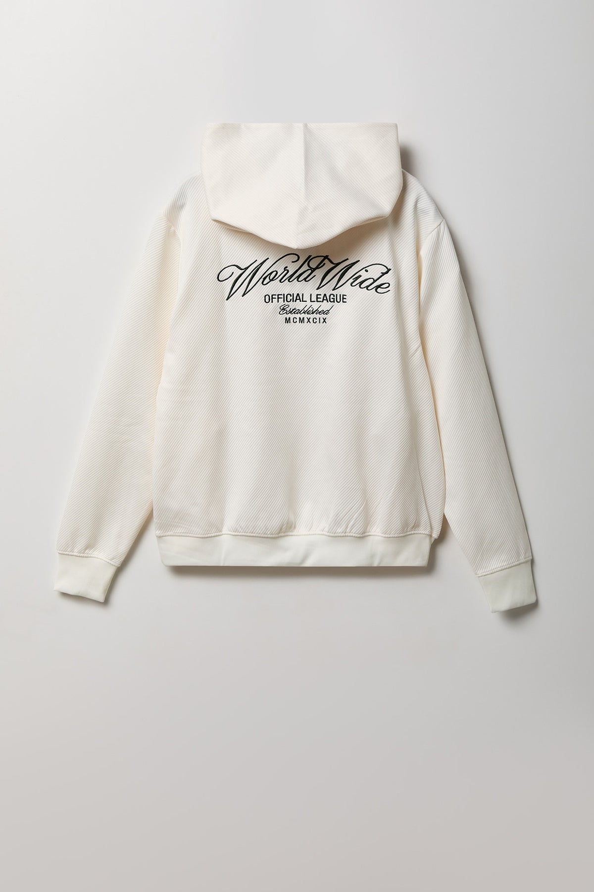 Textured Embroidered Hoodie - White