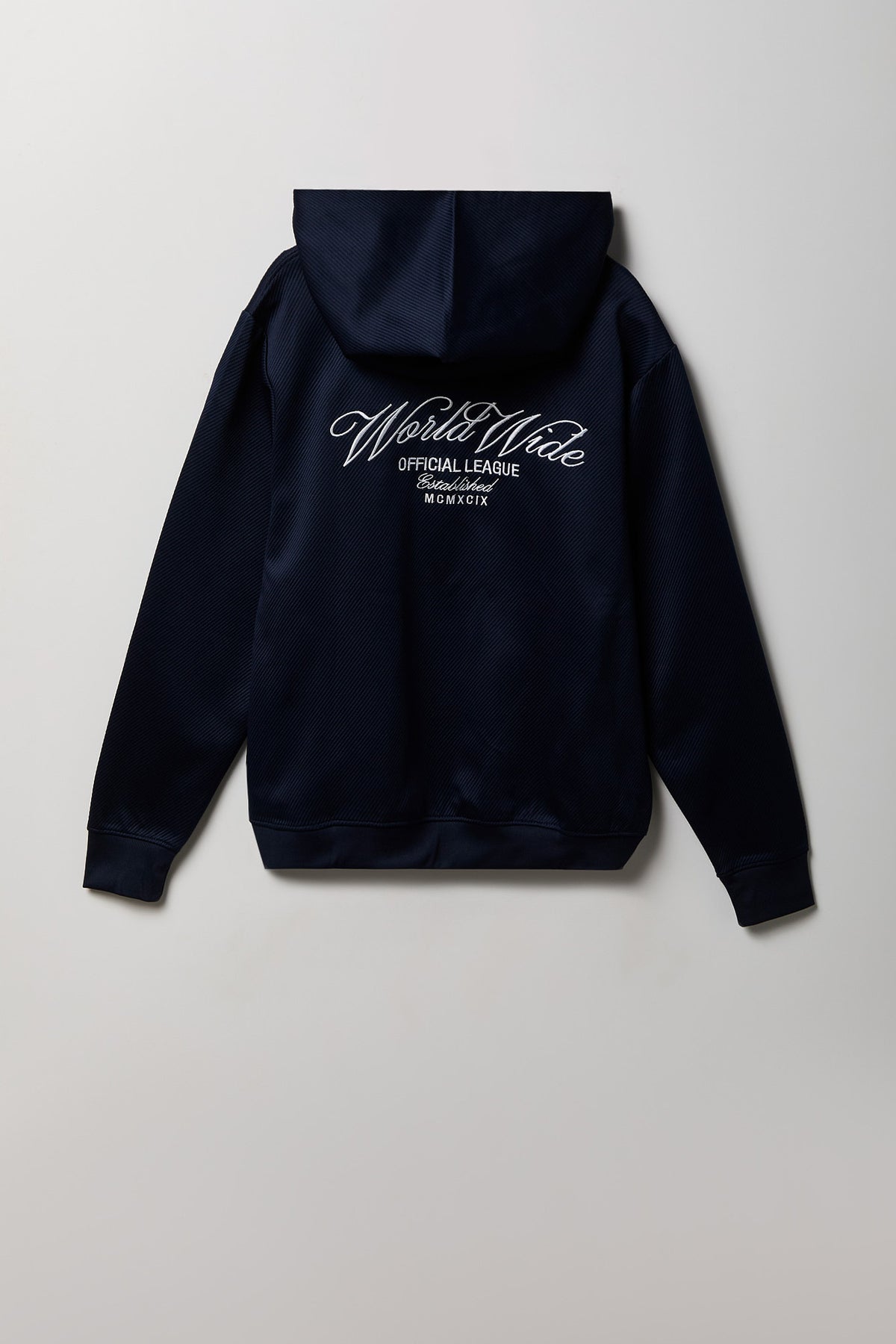 Textured Embroidered Hoodie - Navy