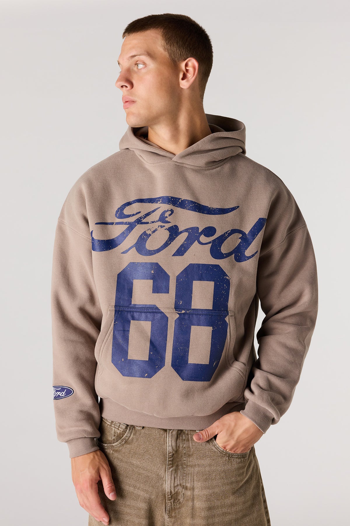 Alt View 2. Ford Premium Heavyweight Boxy Fleece Hoodie - Natural