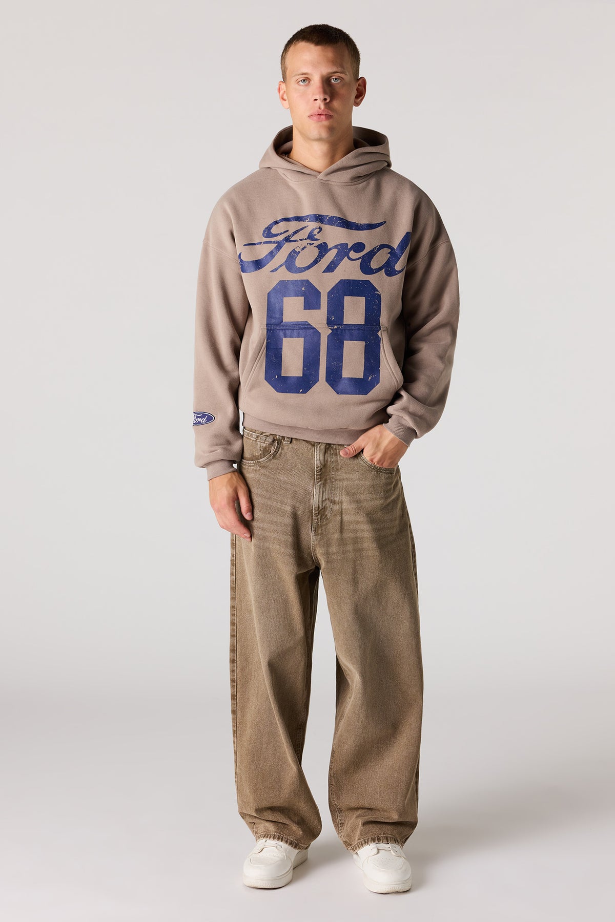 Alt View 3. Ford Premium Heavyweight Boxy Fleece Hoodie - Natural