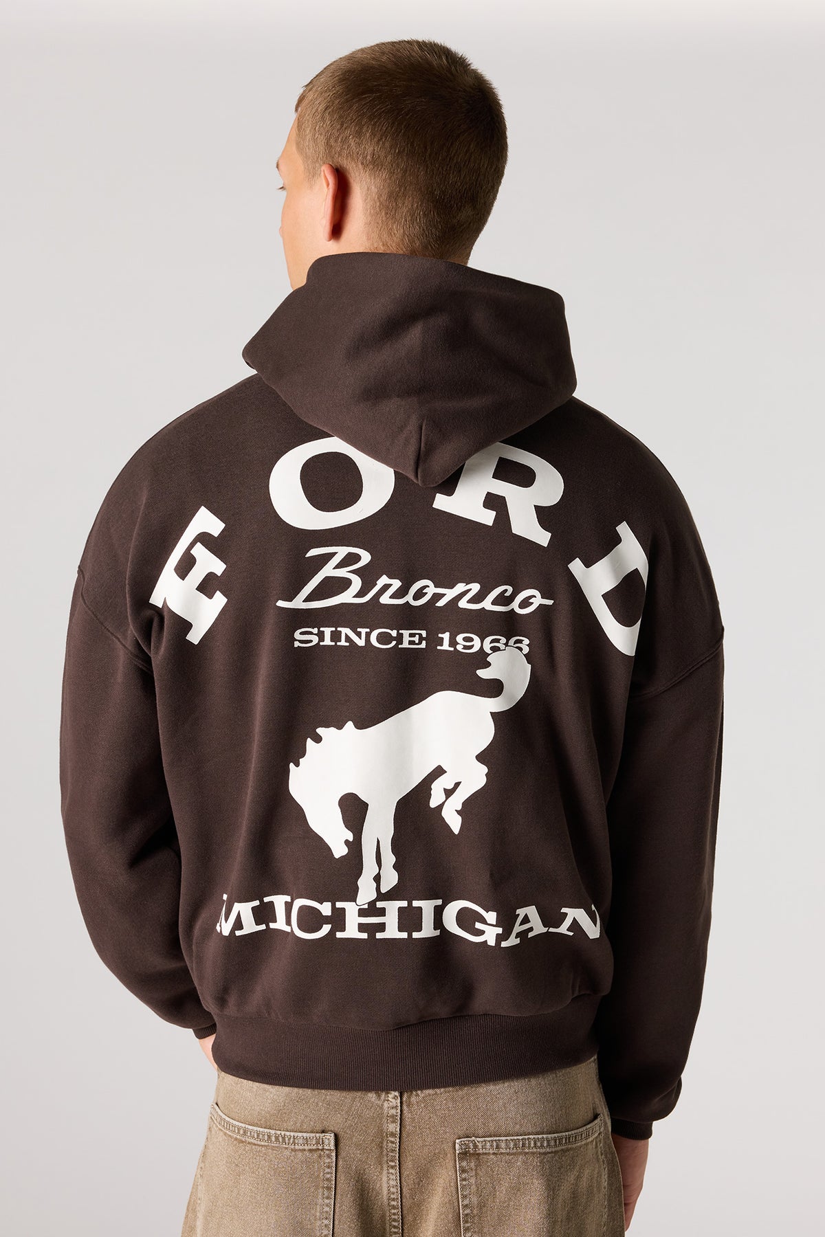 Ford Premium Heavyweight Boxy Fleece Hoodie - Dark Brown
