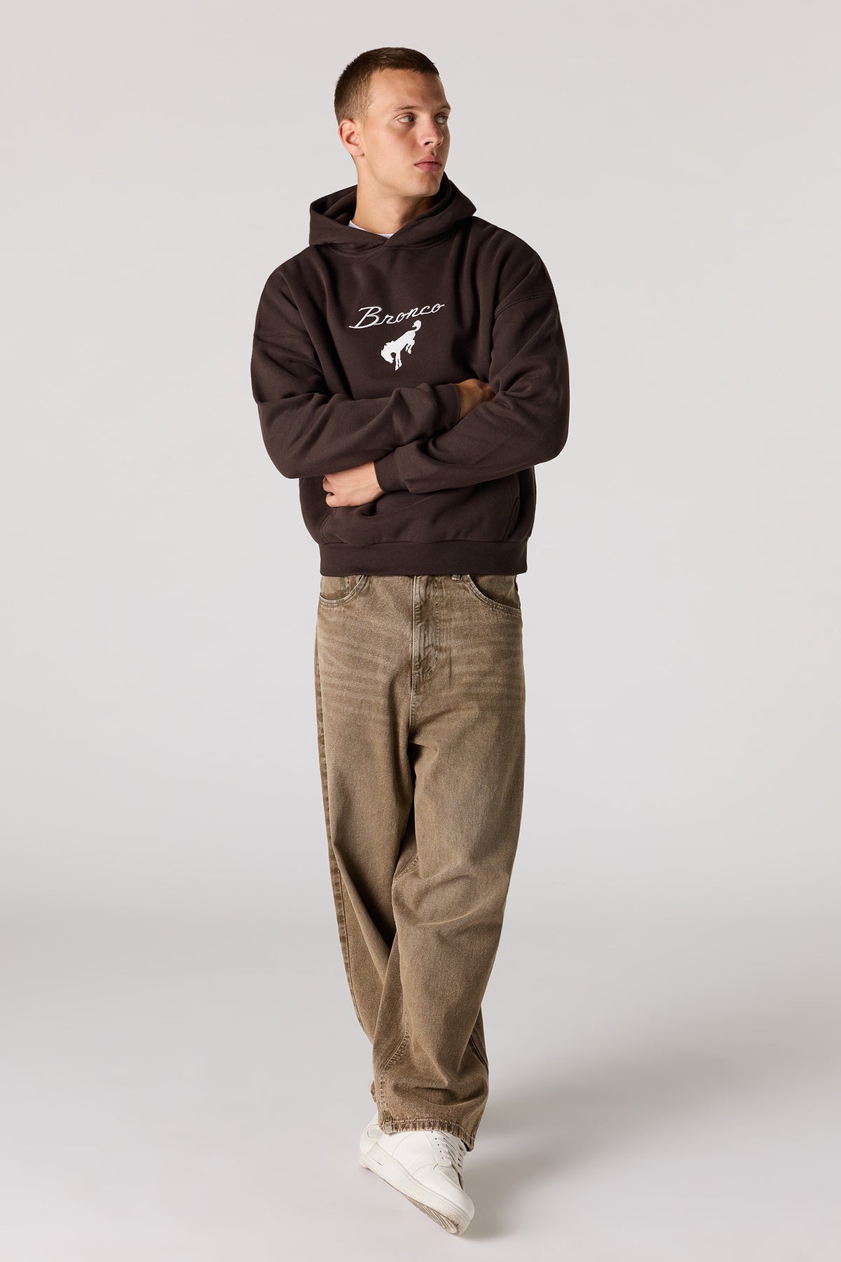 Alt View 3. Ford Premium Heavyweight Boxy Fleece Hoodie - Dark Brown