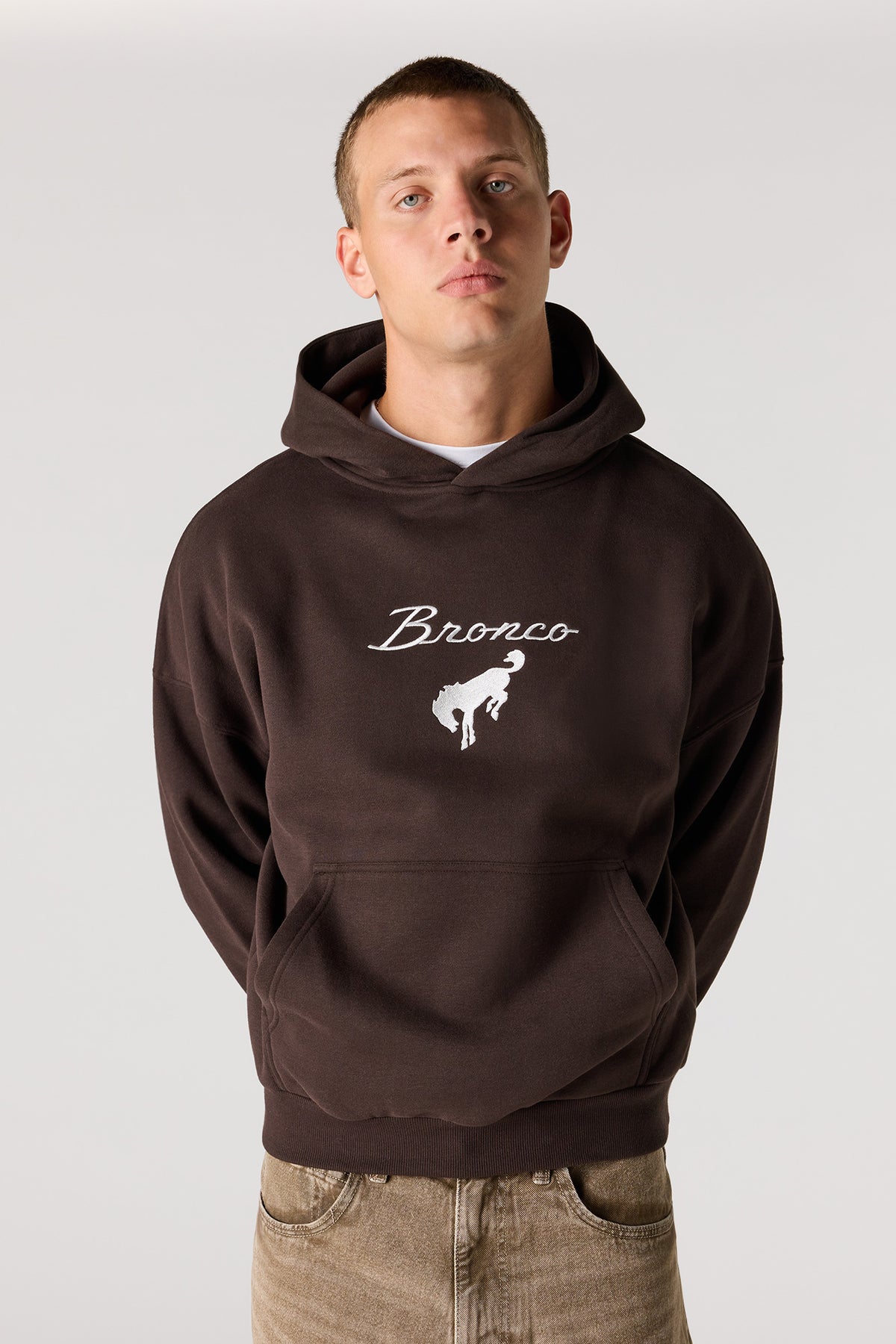 Alt View 2. Ford Premium Heavyweight Boxy Fleece Hoodie - Dark Brown