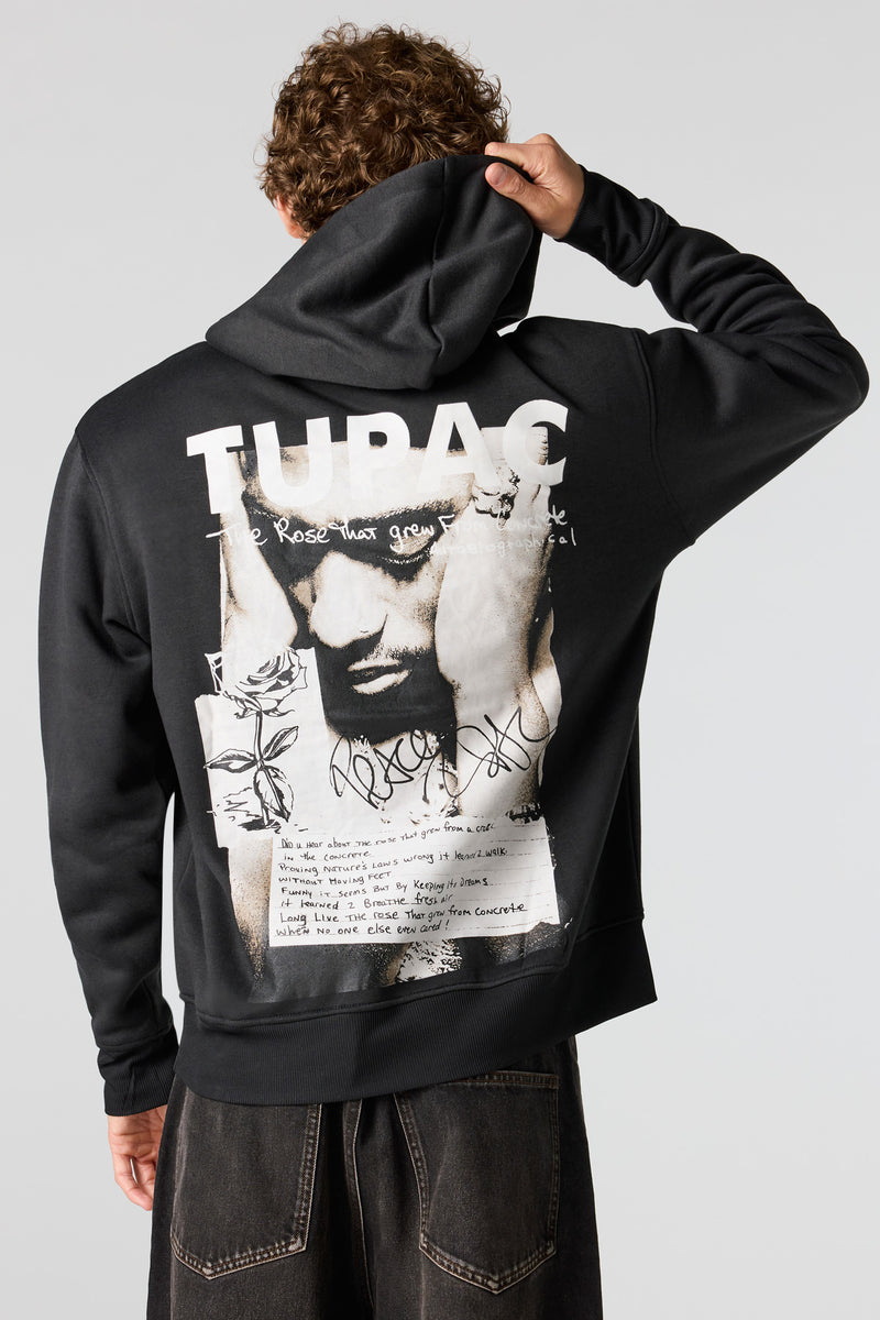 Tupac Rose Graphic Fleece Hoodie