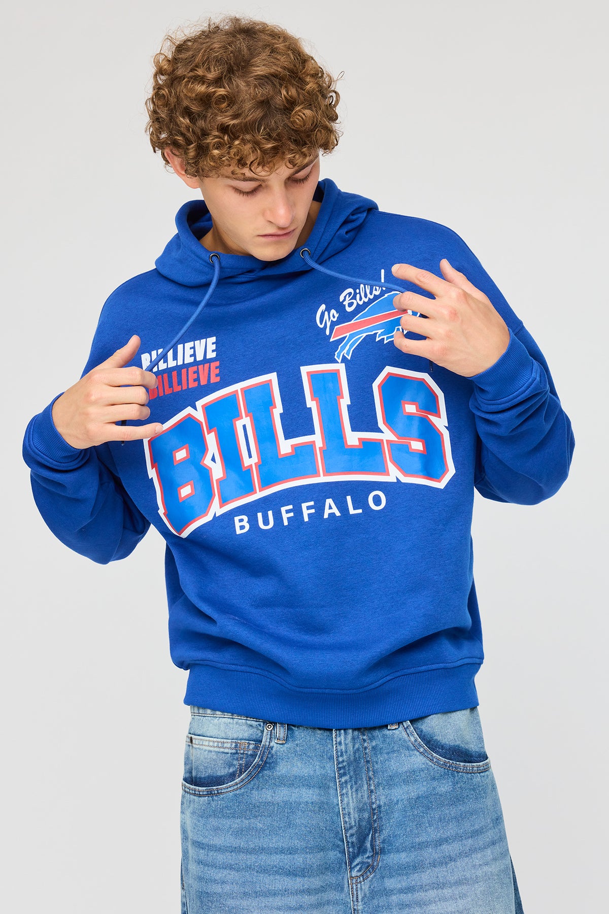 Buffalo Bills Graphic Boxy Fleece Hoodie - Blue
