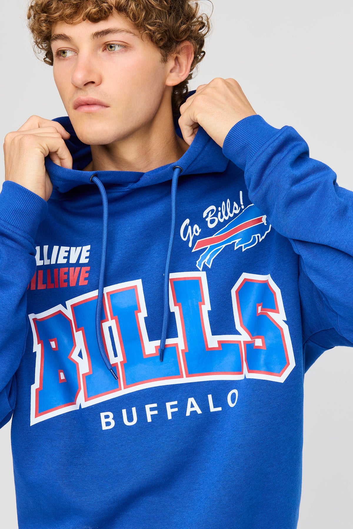 Alt View 4. Buffalo Bills Graphic Boxy Fleece Hoodie - Blue