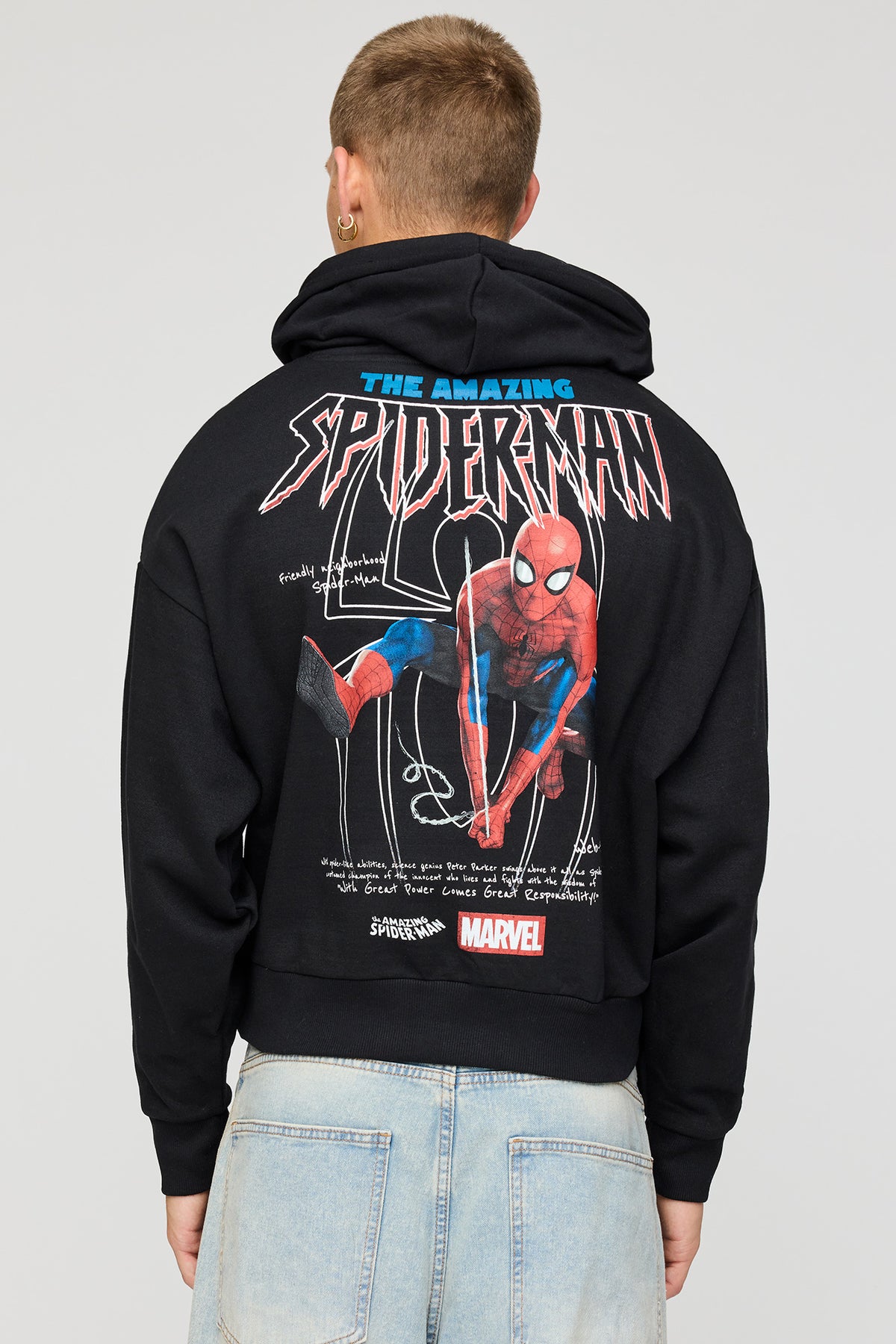 Haut carré à capuchon en molleton avec imprimé Spider-Man 