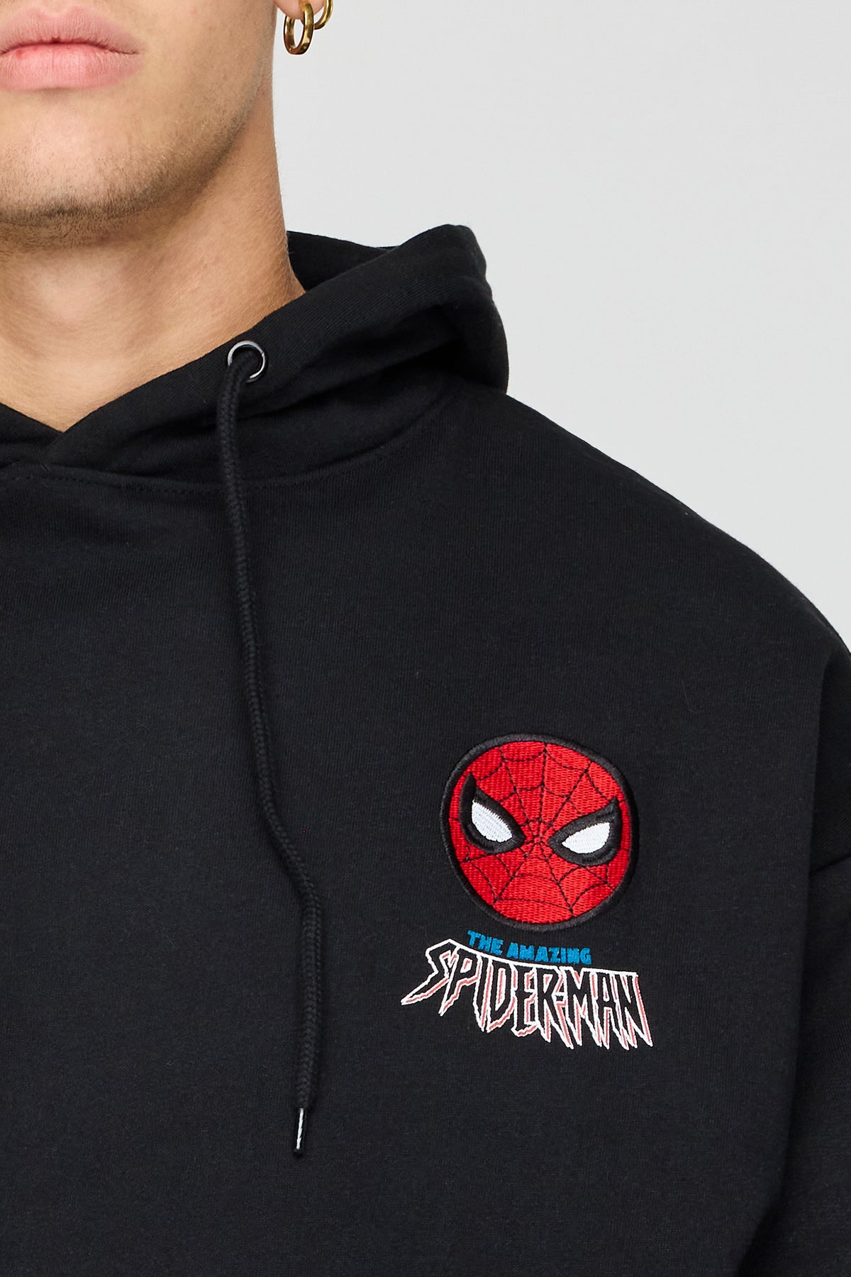 Vue alternative 4. Haut carré à capuchon en molleton avec imprimé Spider-Man 
