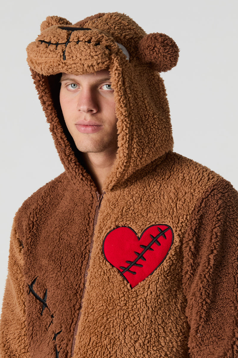 3D Heartbreak Bear Sherpa Onesie