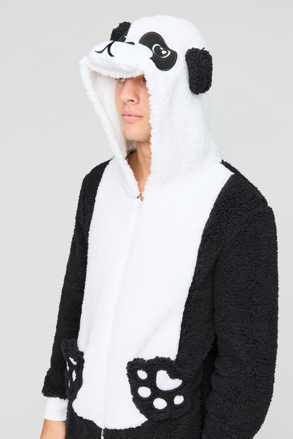 3D Panda Sherpa Onesie - Black