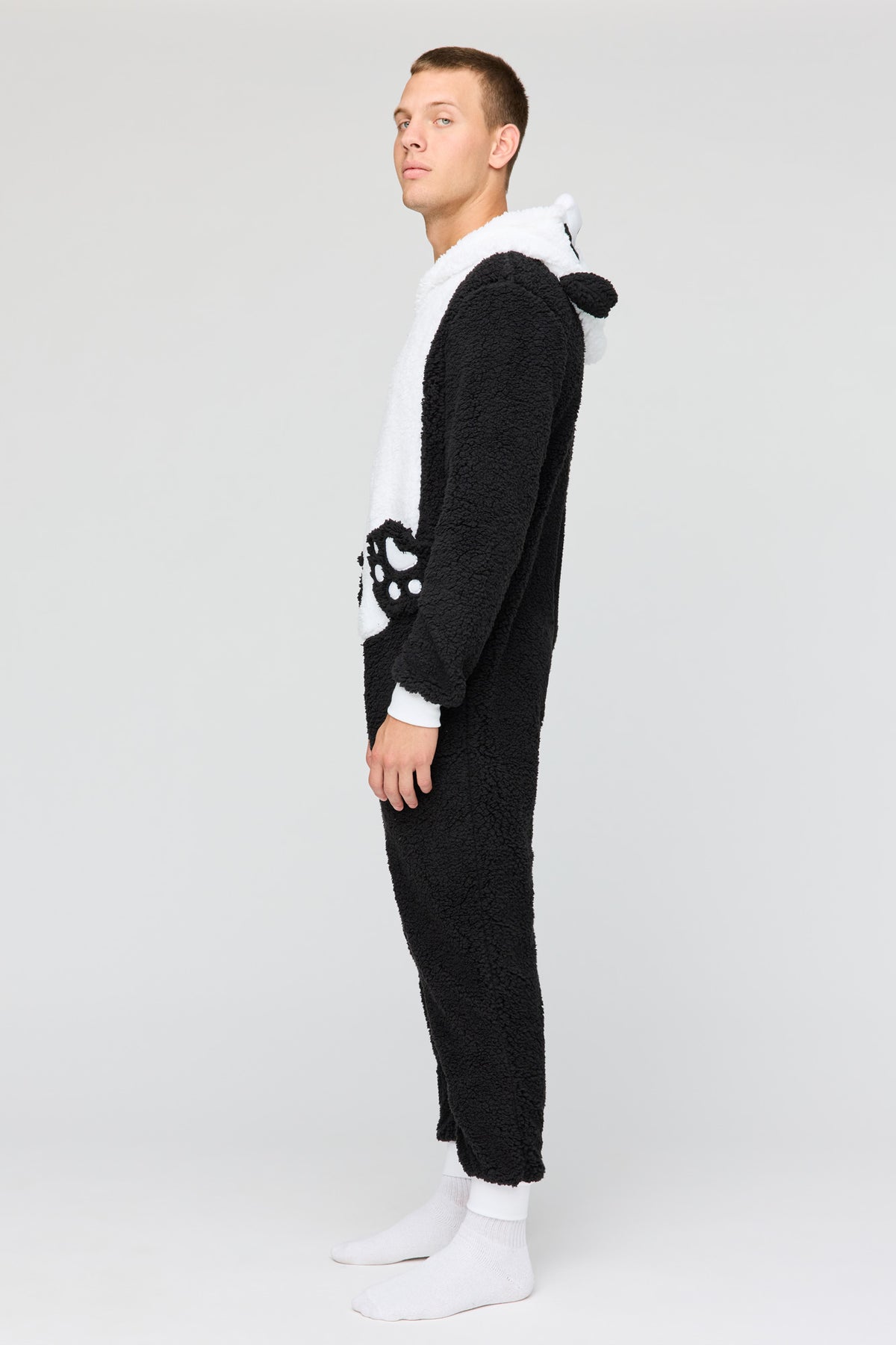 Alt View 2. 3D Panda Sherpa Onesie - Black