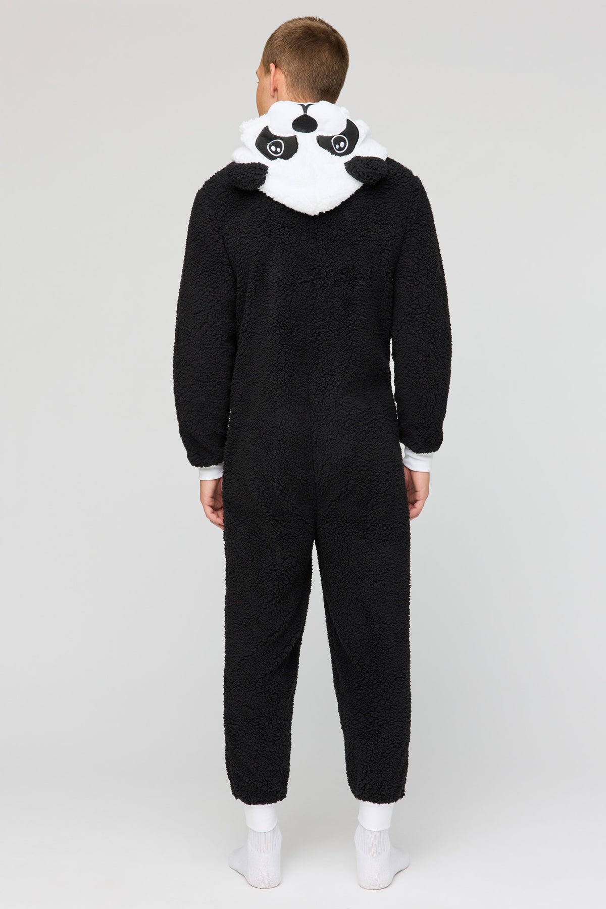 Alt View 4. 3D Panda Sherpa Onesie - Black