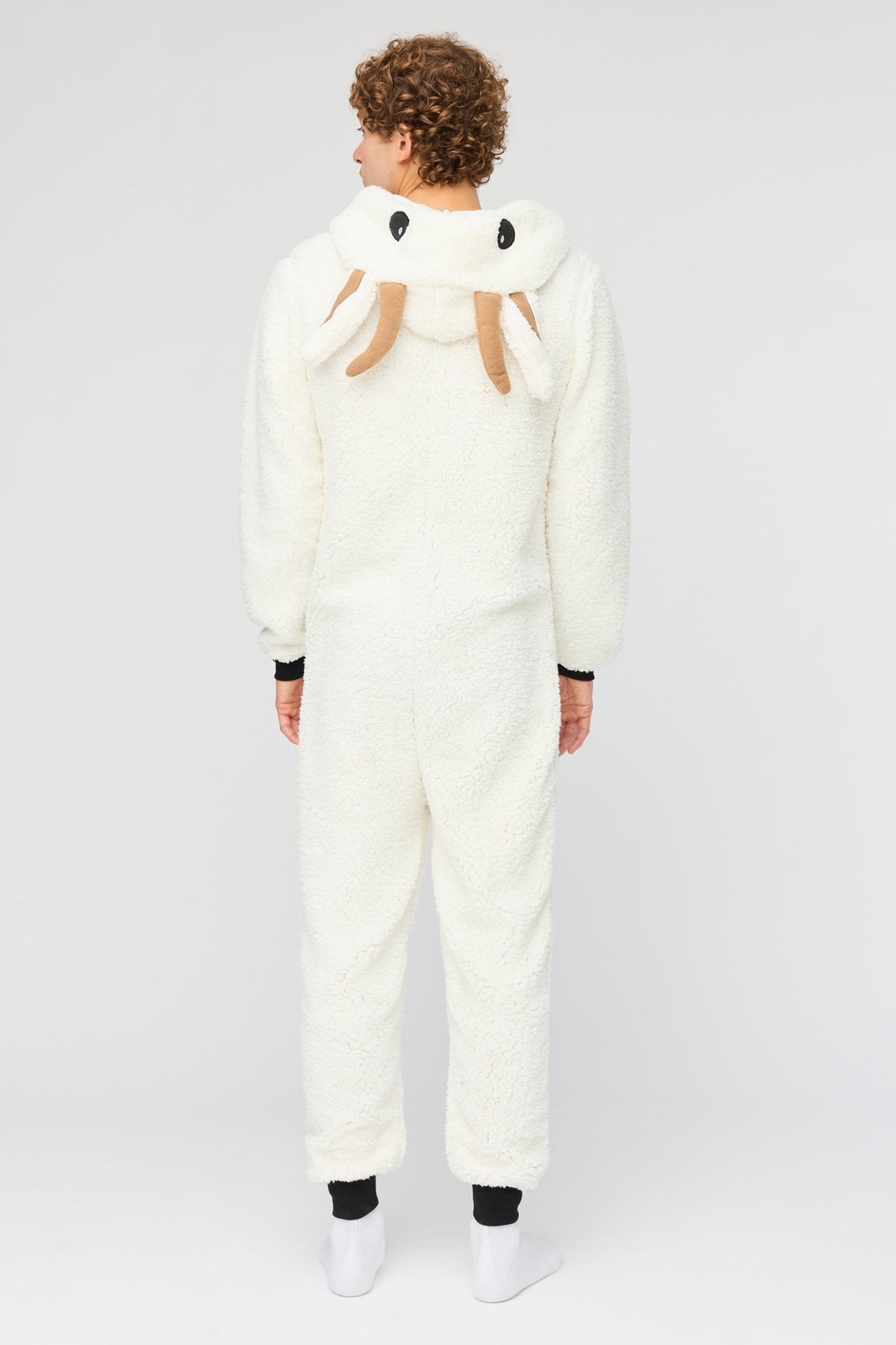 Alt View 4. Goat 3D Sherpa Onesie - White