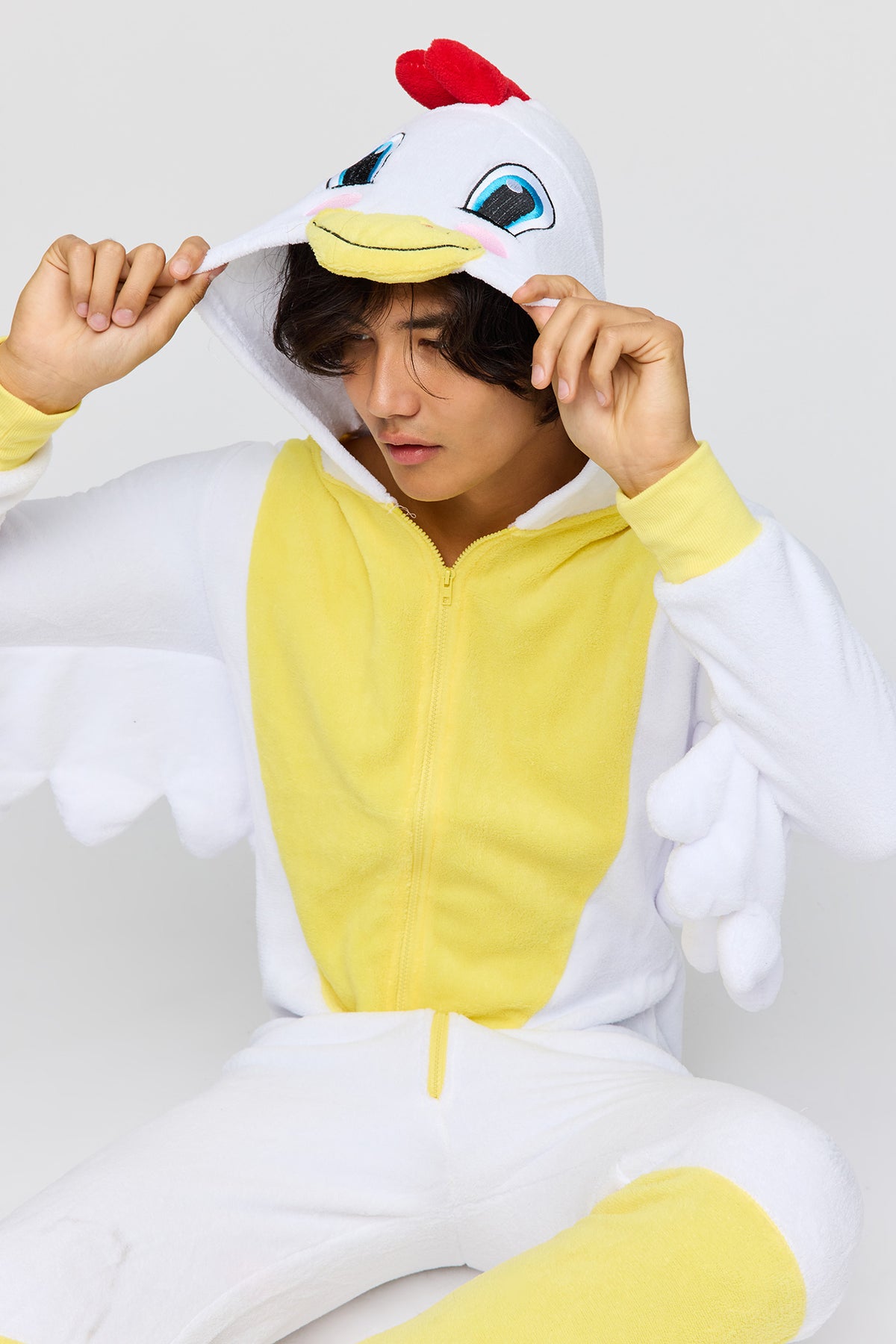 3D Chicken Plush Onesie - White