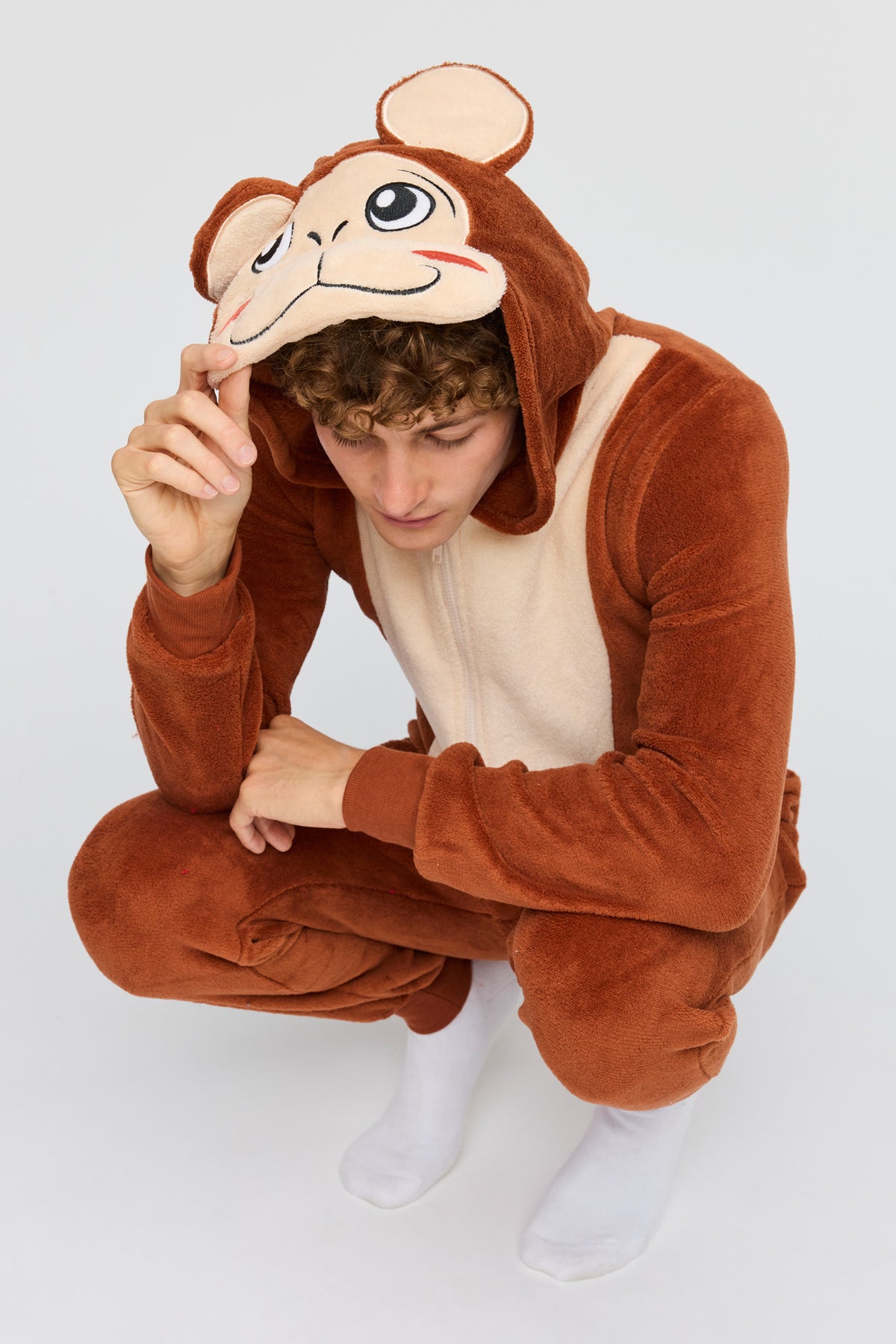 Monkey 3D Sherpa Onesie - Brown